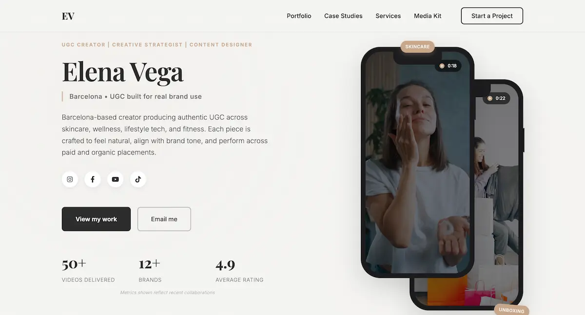 UGC Creator website preview